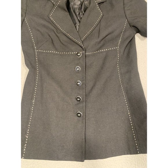 Vintage Sag Harbor Pants Suit Black Short Sleeves Lined Elastic Size 8 Polyester - Picture 6 of 16